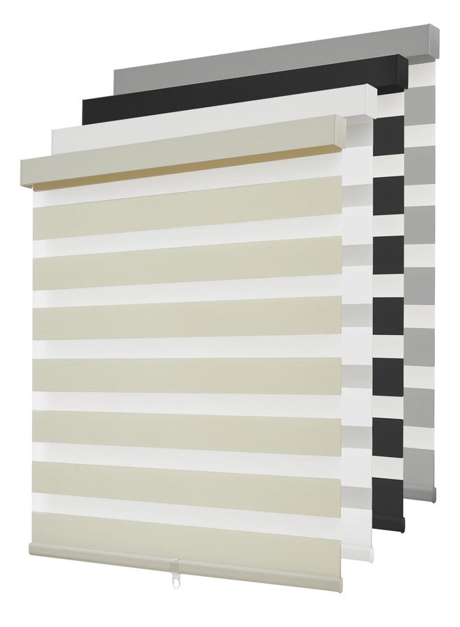 Dephora Cordless Zebra Blinds for Windows,Free-Stop Roller Zebra Shades,Light Filtering Blinds for Indoor windows with Upgraded Cassette,Pull Down Privacy Window Shades for Home (35" W x 72" H, Ivory) - Image 1